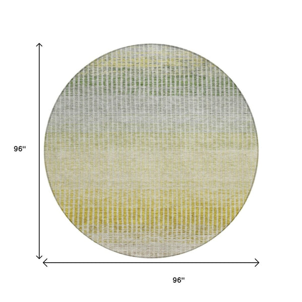HomeRoots 8' Round Striped Area Rug in Brown, Gold & Beige – Durable, Washable & Perfect for Indoor/Outdoor Use 658851