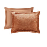 Intelligent Design Felicia Glam/Luxury Velvet Comforter Set with Throw Pillow ID10-2408 Rust