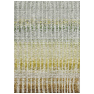 HomeRoots 8' Striped Brown Gold and Beige Washable Area Rug – Durable, Stylish for Indoor & Outdoor Spaces 658852