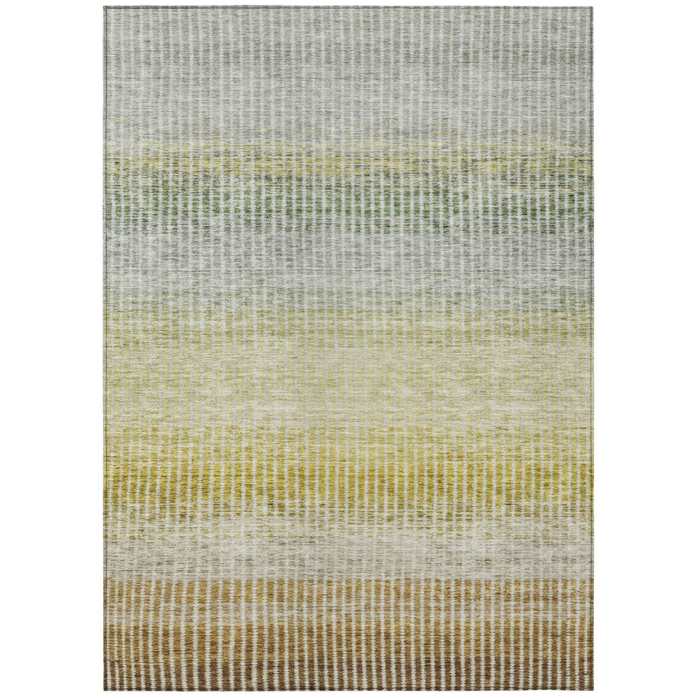 HomeRoots 8' Striped Brown Gold and Beige Washable Area Rug – Durable, Stylish for Indoor & Outdoor Spaces 658852