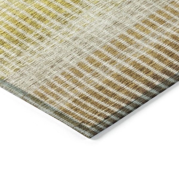 HomeRoots 8' Striped Brown Gold and Beige Washable Area Rug – Durable, Stylish for Indoor & Outdoor Spaces 658852