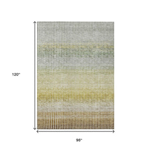 HomeRoots 8' Striped Brown Gold and Beige Washable Area Rug – Durable, Stylish for Indoor & Outdoor Spaces 658852