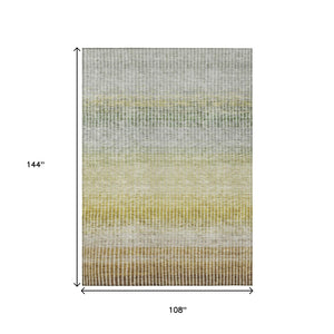 HomeRoots 9' Brown Gold Beige Striped Area Rug - Durable, Washable, Indoor/Outdoor, Easy Care for High Traffic Use 658853