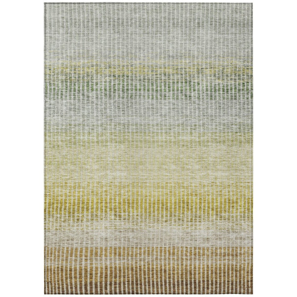 HomeRoots 10' Classic Brown Gold Beige Striped Washable Area Rug - Durable, Stylish for Indoor & Outdoor Use 658854