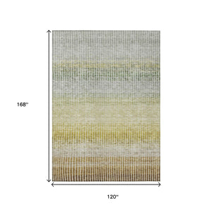 HomeRoots 10' Classic Brown Gold Beige Striped Washable Area Rug - Durable, Stylish for Indoor & Outdoor Use 658854