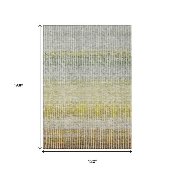 HomeRoots 10' Classic Brown Gold Beige Striped Washable Area Rug - Durable, Stylish for Indoor & Outdoor Use 658854