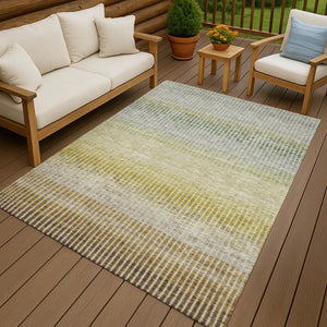 HomeRoots 10' Classic Brown Gold Beige Striped Washable Area Rug - Durable, Stylish for Indoor & Outdoor Use 658854