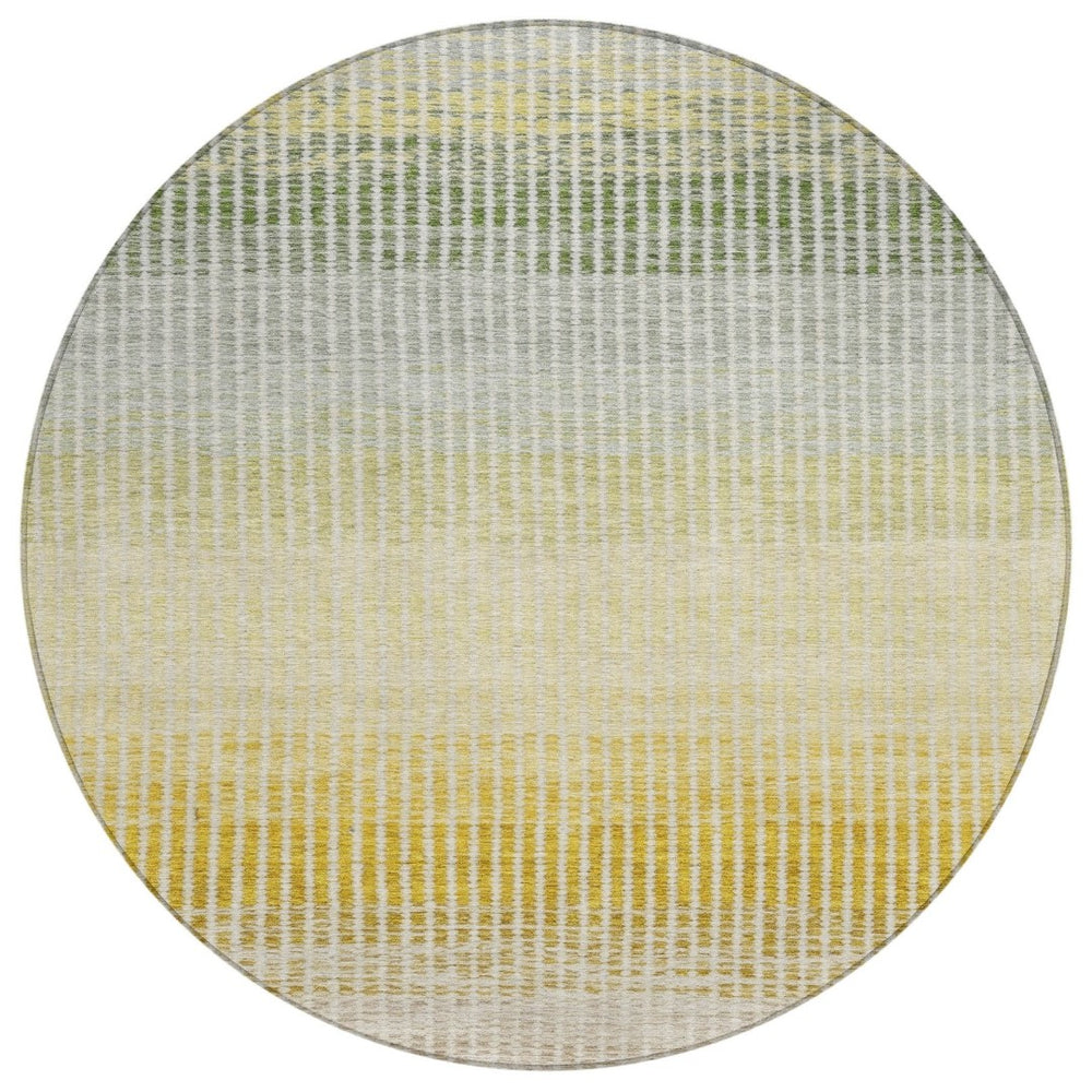 HomeRoots 8' Copper Gray and Beige Round Striped Area Rug – Durable, Washable, Perfect for Indoor & Outdoor Use! 658857