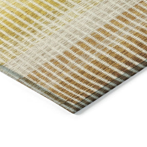 HomeRoots 8' Copper Gray and Beige Round Striped Area Rug – Durable, Washable, Perfect for Indoor & Outdoor Use! 658857