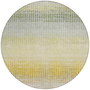 HomeRoots 8' Copper Gray and Beige Round Striped Area Rug – Durable, Washable, Perfect for Indoor & Outdoor Use! 658857