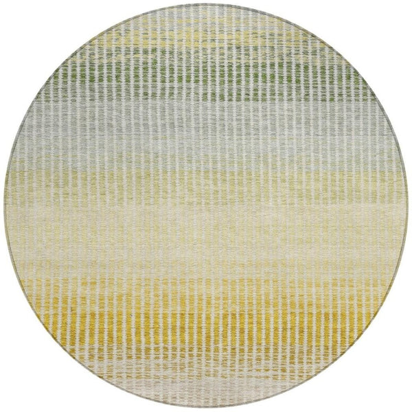 HomeRoots 8' Copper Gray and Beige Round Striped Area Rug – Durable, Washable, Perfect for Indoor & Outdoor Use! 658857