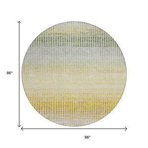 HomeRoots 8' Copper Gray and Beige Round Striped Area Rug – Durable, Washable, Perfect for Indoor & Outdoor Use! 658857