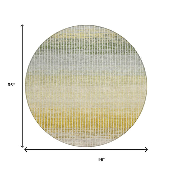 HomeRoots 8' Copper Gray and Beige Round Striped Area Rug – Durable, Washable, Perfect for Indoor & Outdoor Use! 658857