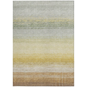 HomeRoots 8' X 10' Stylish Copper Gray & Beige Striped Washable Area Rug for Indoor & Outdoor Use, Durable Design 658858