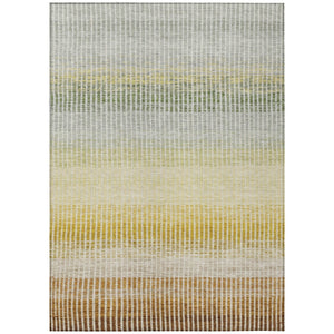HomeRoots 8' X 10' Stylish Copper Gray & Beige Striped Washable Area Rug for Indoor & Outdoor Use, Durable Design 658858
