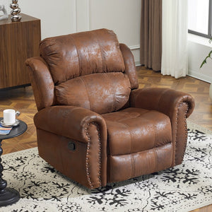English Elm Christopher Knight Home® - 40.75" Wide Suede Manual Glider Recliner Chair with Rolled Arms, Microfiber Comfort & Infinite Positions Brown N763P264499D