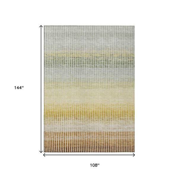 HomeRoots 9' Copper Gray and Beige Striped Area Rug - Washable, Durable, Indoor/Outdoor, Perfect for High-Traffic Areas 658859
