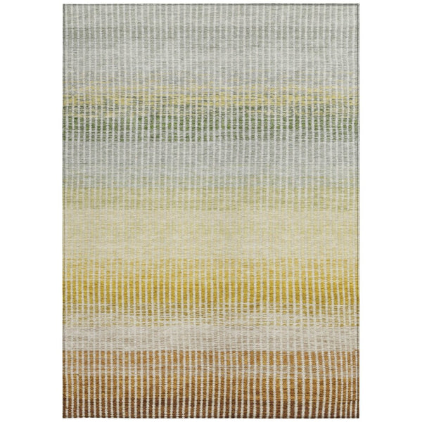 HomeRoots 10' Striped Washable Area Rug in Copper Gray & Beige - Durable for Indoor/Outdoor High-Traffic Use 658860