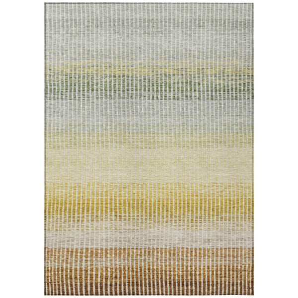 HomeRoots 10' Striped Washable Area Rug in Copper Gray & Beige - Durable for Indoor/Outdoor High-Traffic Use 658860