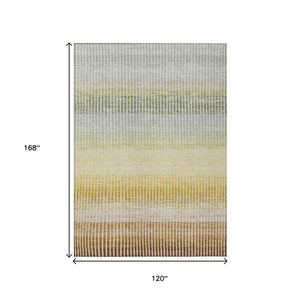 HomeRoots 10' Striped Washable Area Rug in Copper Gray & Beige - Durable for Indoor/Outdoor High-Traffic Use 658860