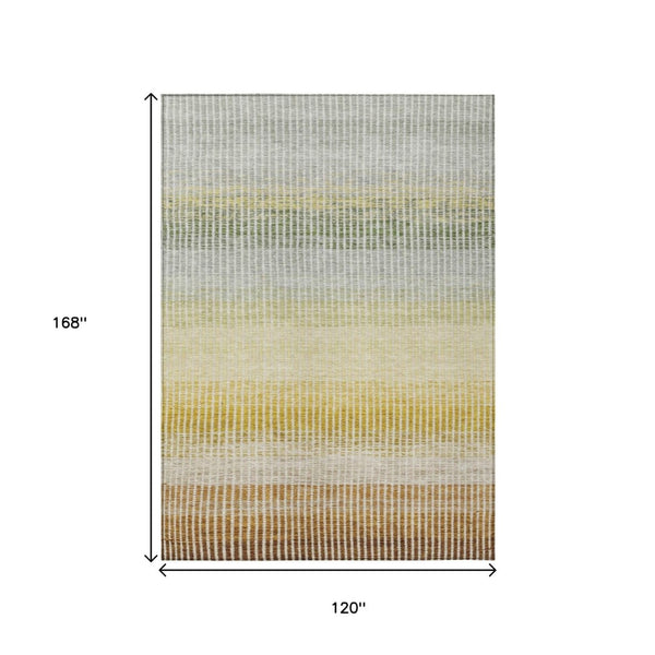 HomeRoots 10' Striped Washable Area Rug in Copper Gray & Beige - Durable for Indoor/Outdoor High-Traffic Use 658860