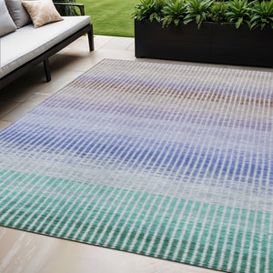 HomeRoots 5' X 8' Washable Indoor Outdoor Area Rug in Green, Lavender & Teal - Durable, Stylish & Versatile! 658862
