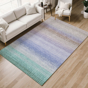 HomeRoots 5' X 8' Washable Indoor Outdoor Area Rug in Green, Lavender & Teal - Durable, Stylish & Versatile! 658862