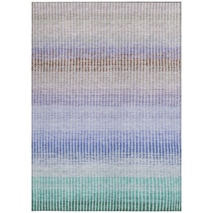 HomeRoots 8' X 10' Striped Washable Area Rug in Green, Lavender & Teal - Durable, Stylish for Indoor/Outdoor Use 658864