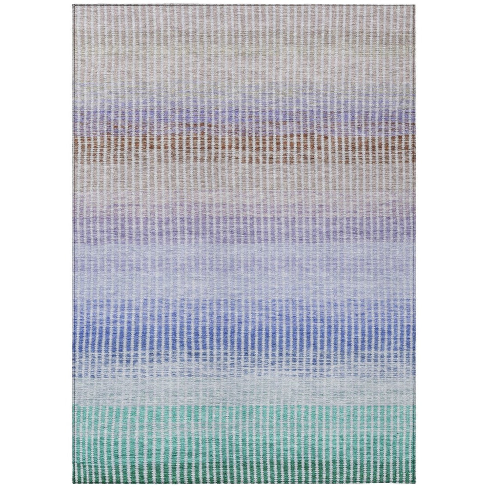HomeRoots 10' Striped Washable Indoor Outdoor Area Rug - Vibrant Green, Lavender & Teal Blue for Any Space! 658866