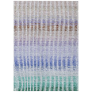 HomeRoots 10' Striped Washable Indoor Outdoor Area Rug - Vibrant Green, Lavender & Teal Blue for Any Space! 658866