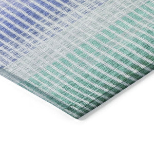 HomeRoots 10' Striped Washable Indoor Outdoor Area Rug - Vibrant Green, Lavender & Teal Blue for Any Space! 658866