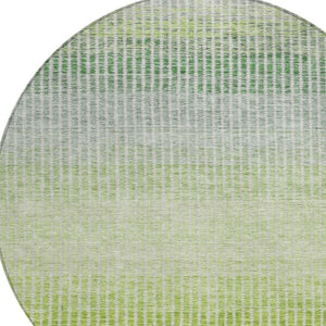 HomeRoots 8' Olive Green and Gray Round Striped Area Rug - Washable, Durable, Indoor/Outdoor for Any Space 658869