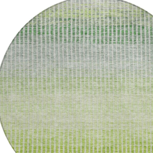HomeRoots 8' Olive Green and Gray Round Striped Area Rug - Washable, Durable, Indoor/Outdoor for Any Space 658869