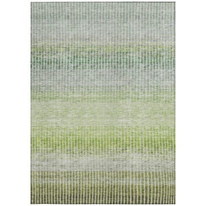 HomeRoots 9' Olive Green & Gray Striped Washable Area Rug - Durable Indoor/Outdoor Design for Any Space 658871