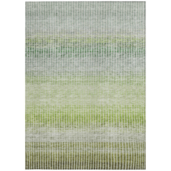 HomeRoots 9' Olive Green & Gray Striped Washable Area Rug - Durable Indoor/Outdoor Design for Any Space 658871
