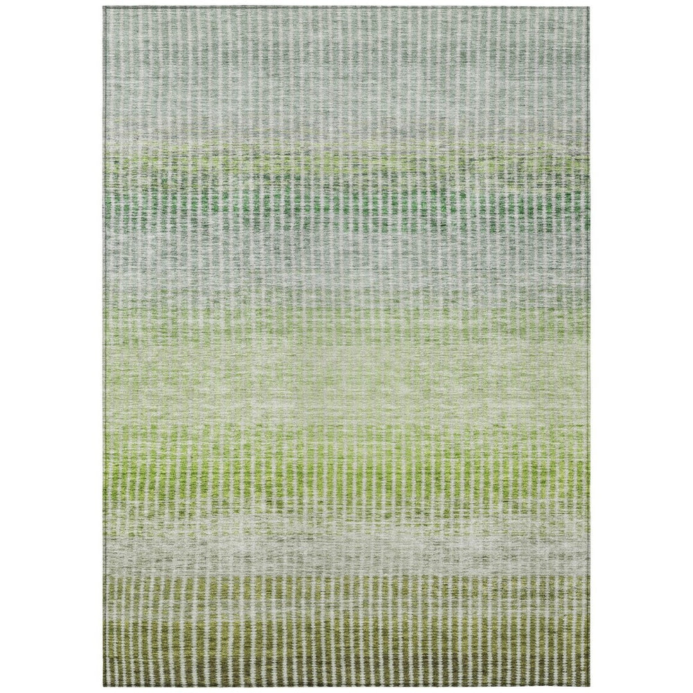 HomeRoots 9' Olive Green & Gray Striped Washable Area Rug - Durable Indoor/Outdoor Design for Any Space 658871