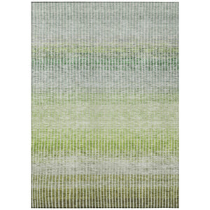 HomeRoots 9' Olive Green & Gray Striped Washable Area Rug - Durable Indoor/Outdoor Design for Any Space 658871