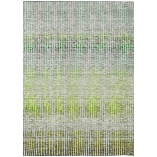 HomeRoots 9' Olive Green & Gray Striped Washable Area Rug - Durable Indoor/Outdoor Design for Any Space 658871