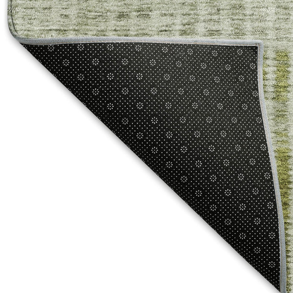 HomeRoots 9' Olive Green & Gray Striped Washable Area Rug - Durable Indoor/Outdoor Design for Any Space 658871