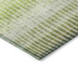 HomeRoots 9' Olive Green & Gray Striped Washable Area Rug - Durable Indoor/Outdoor Design for Any Space 658871