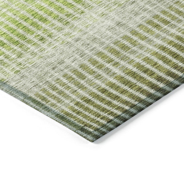 HomeRoots 9' Olive Green & Gray Striped Washable Area Rug - Durable Indoor/Outdoor Design for Any Space 658871