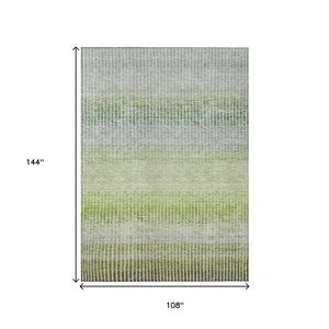 HomeRoots 9' Olive Green & Gray Striped Washable Area Rug - Durable Indoor/Outdoor Design for Any Space 658871