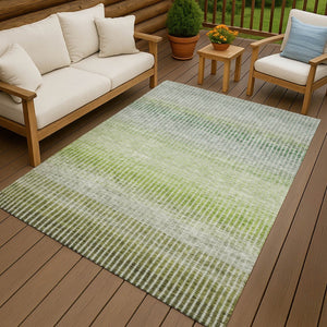 HomeRoots 10' Olive Green & Gray Striped Area Rug - Washable, Durable for Indoor & Outdoor Use, Perfect for All Spaces! 658872