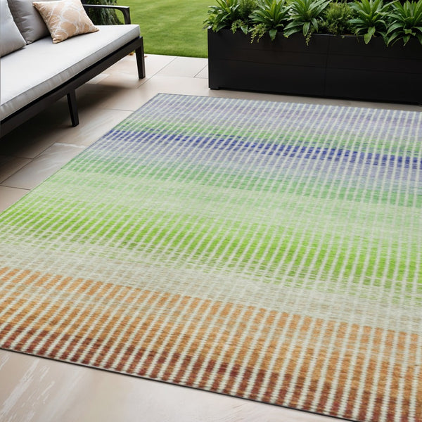 HomeRoots 5' X 8' Colorful Striped Washable Area Rug – Durable, Easy-Clean for Indoor & Outdoor Use, Family-Friendly! 658874