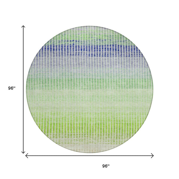 HomeRoots 8' Colorful Striped Round Area Rug – Washable, Durable, Perfect for Indoor/Outdoor Use, Easy Care 658875