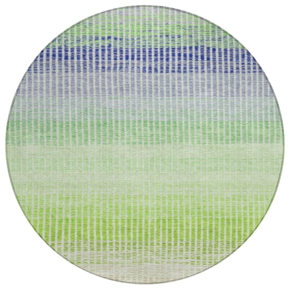 HomeRoots 8' Colorful Striped Round Area Rug – Washable, Durable, Perfect for Indoor/Outdoor Use, Easy Care 658875