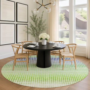 HomeRoots 8' Colorful Striped Round Area Rug – Washable, Durable, Perfect for Indoor/Outdoor Use, Easy Care 658875