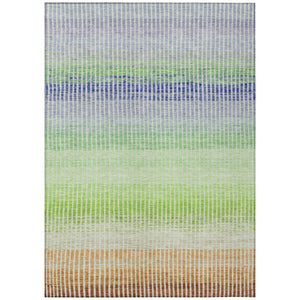 HomeRoots 8' Striped Washable Area Rug in Vibrant Orange, Green & Blue for Indoor & Outdoor Spaces - 8x10' 658876