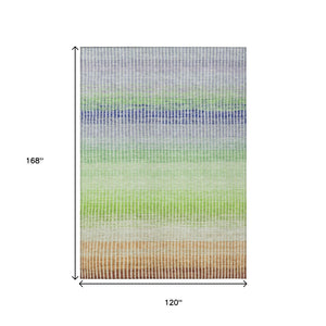 HomeRoots 10' Vibrant Orange, Green & Blue Striped Washable Area Rug – Durable, Indoor/Outdoor Comfort & Style 658878