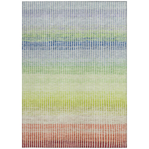HomeRoots 5' X 8' Vibrant Chili Red, Green, Blue Striped Washable Area Rug for Indoor & Outdoor Spaces 658880